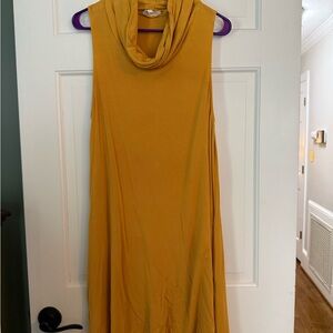 Mustard Yellow Sleeveless Cowl Neck Dress